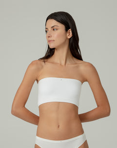 Top Ajuum strapless soporte bajo sin costuras blanco