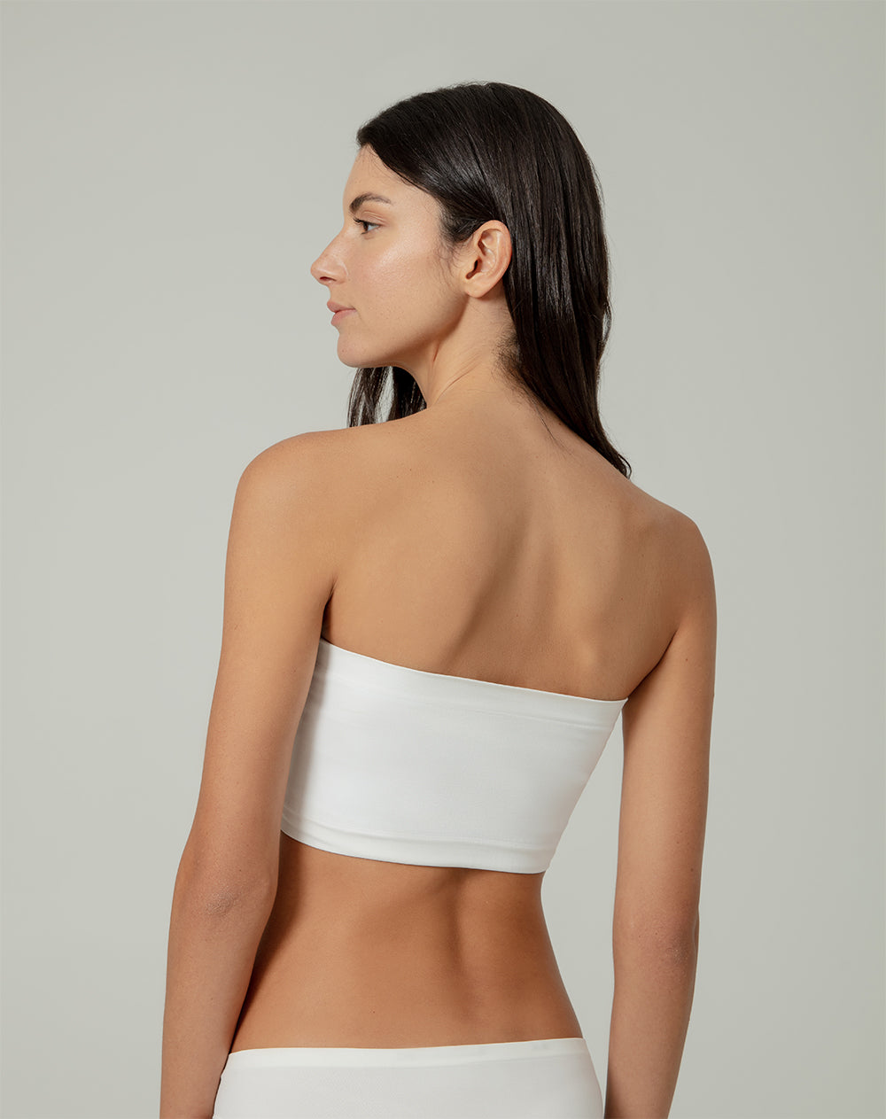 Top Ajuum strapless soporte bajo sin costuras blanco