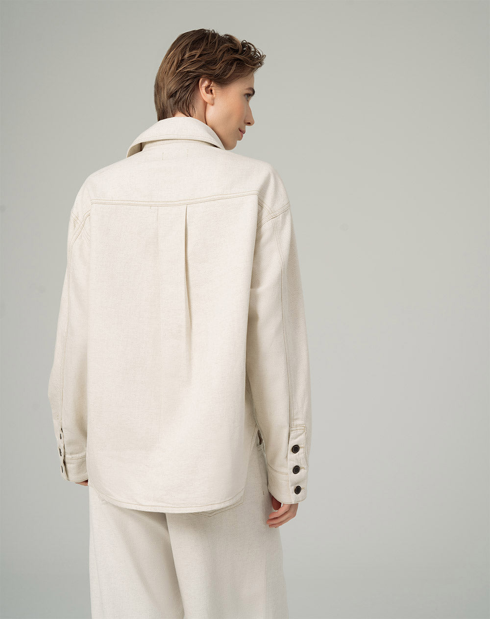 Chaqueta oversized fit sin capucha en drill denim blanco