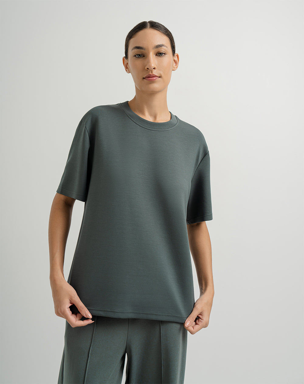 Camiseta relaxed fit manga corta verde