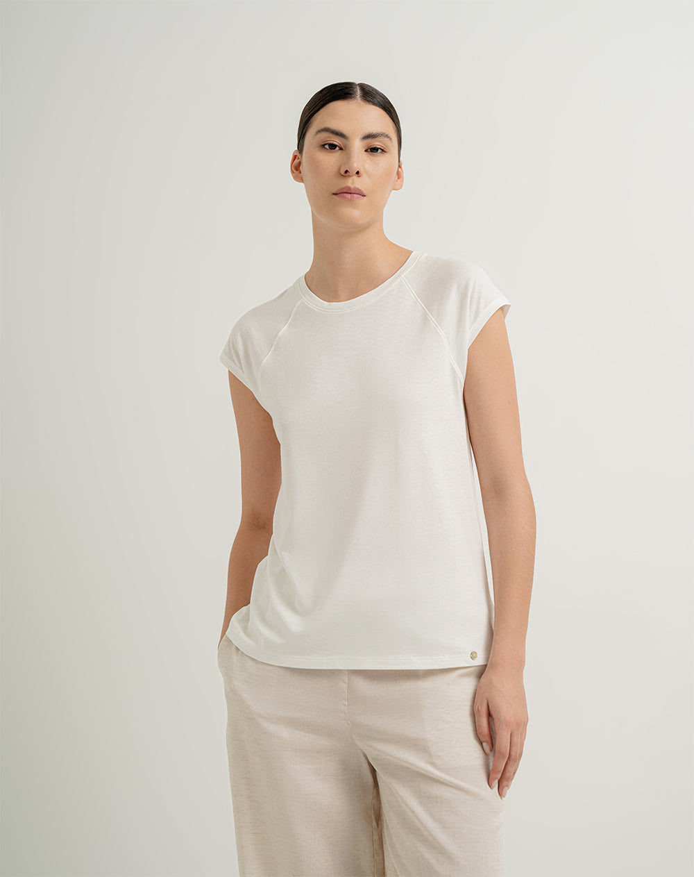 Camiseta relaxed fit manga corta blanca