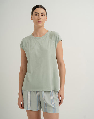 Camiseta relaxed fit manga corta verde