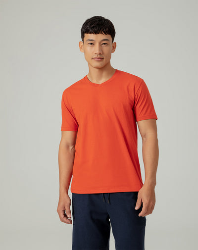 Camiseta slim fit manga corta naranja