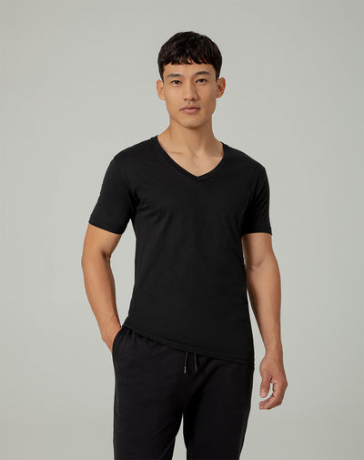 Camiseta slim fit manga corta negra