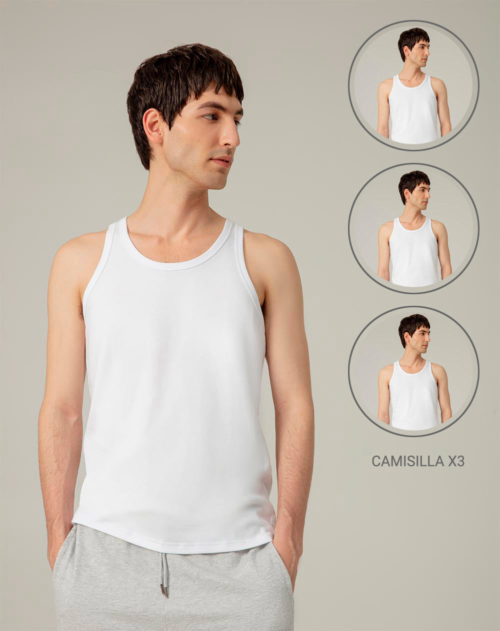 3 camisetas slim fit blanca