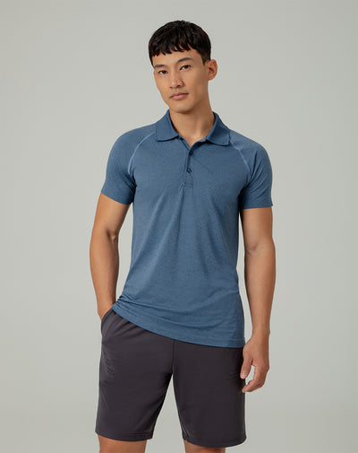 Polo slim fit en tela seamless sin costuras azul