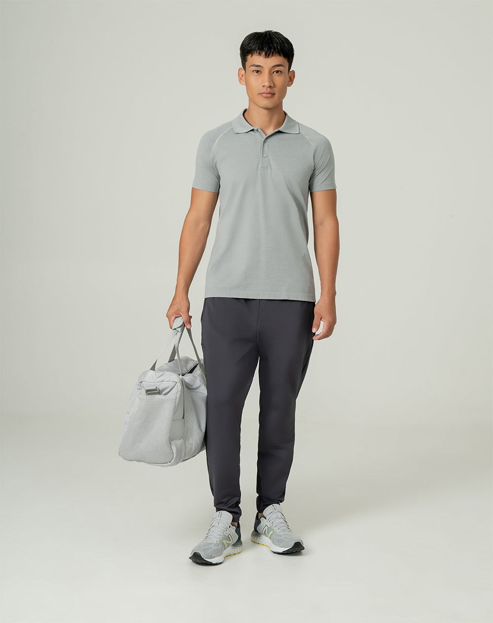 Polo slim fit gris jaspeada