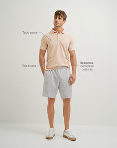 Polo slim fit en tela seamless sin costuras khaki