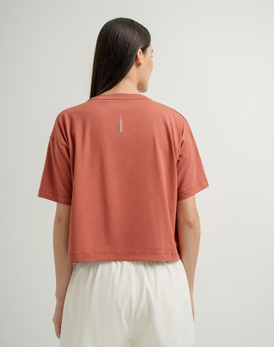 Camiseta relaxed fit manga corta terracota