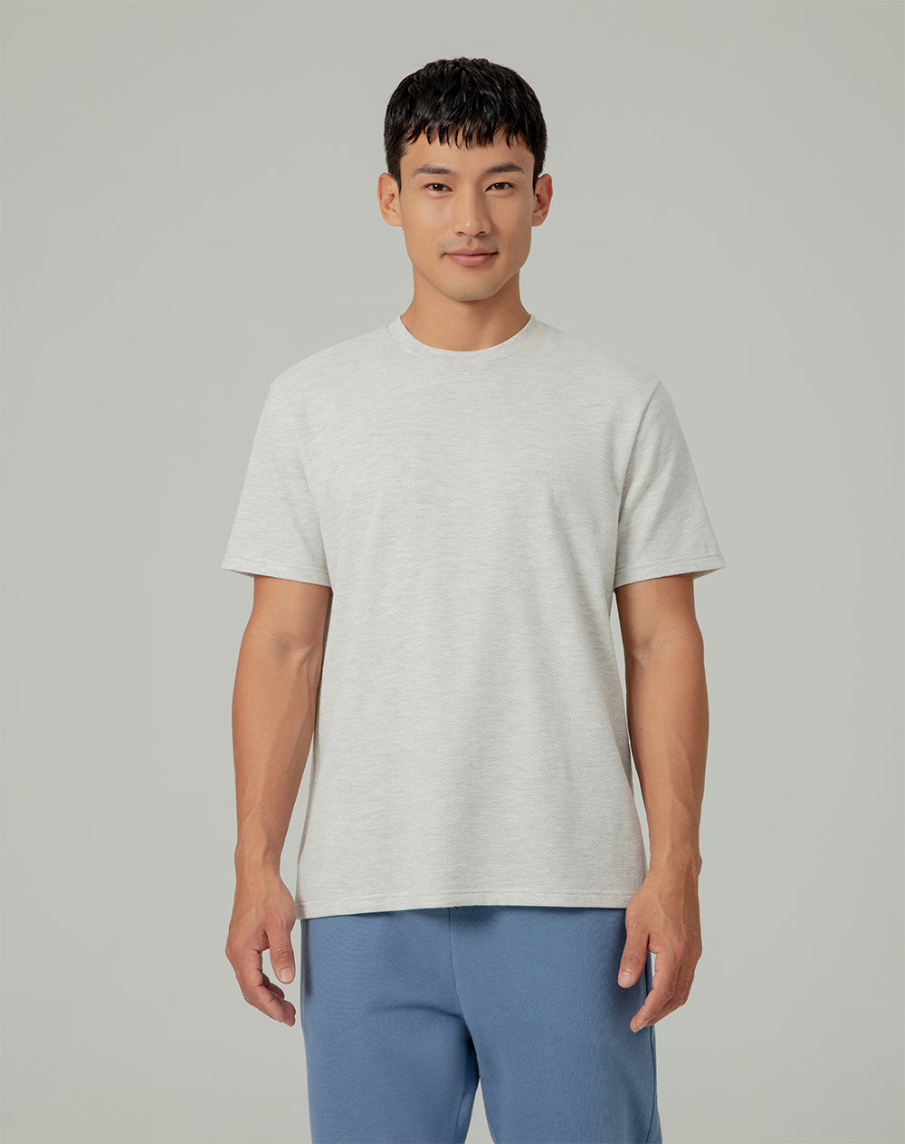 Camiseta regular fit manga corta gris jaspeada