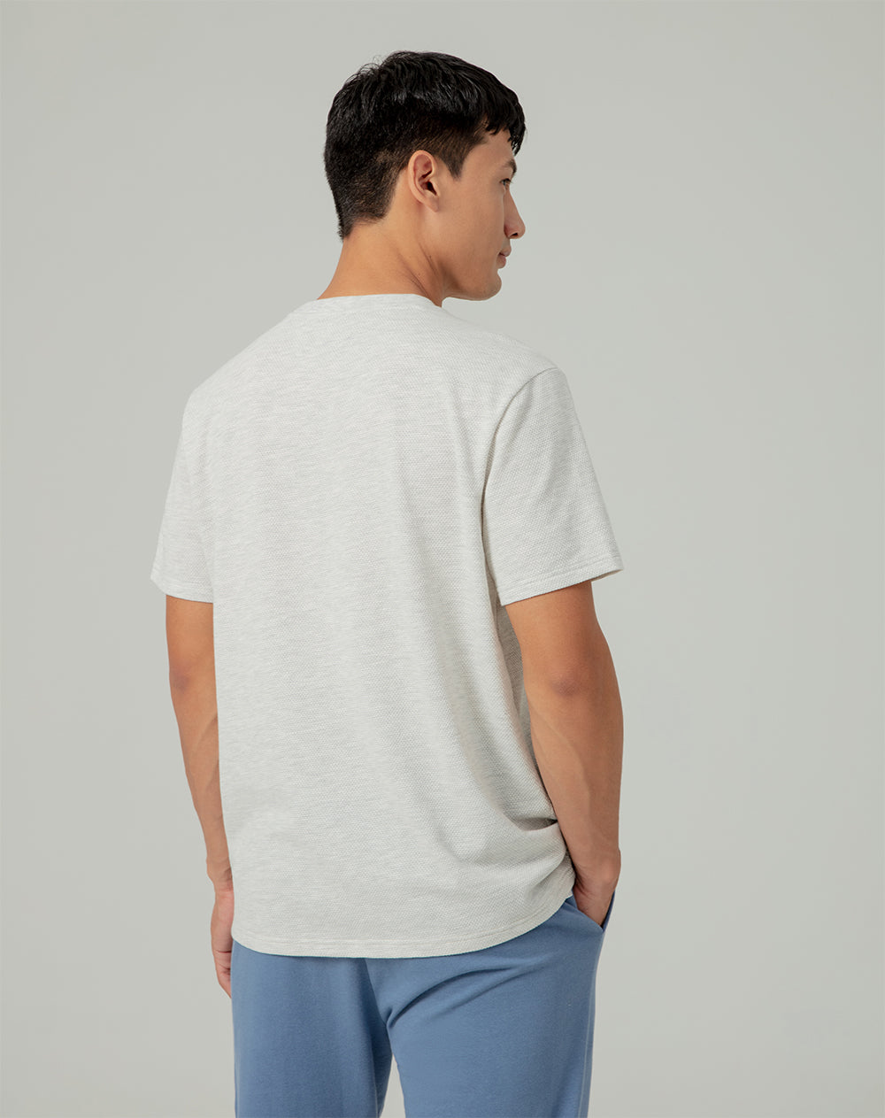 Camiseta regular fit manga corta gris jaspeada