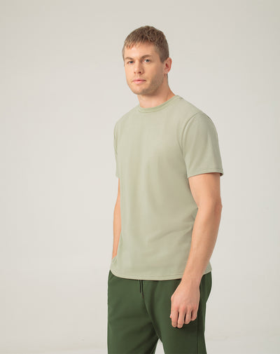 Camiseta regular fit tela con textura manga corta verde