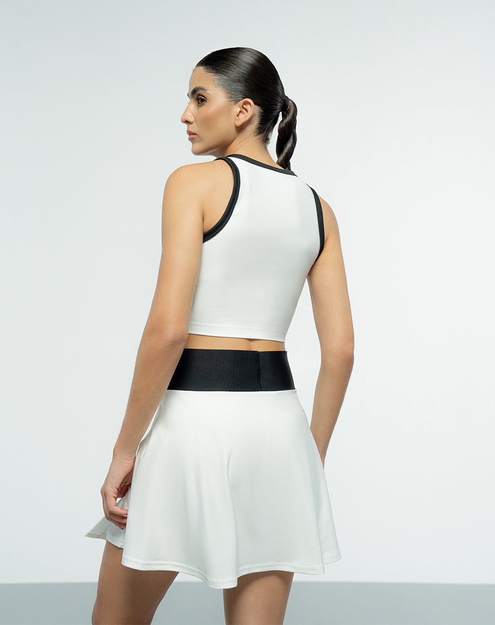 Crop top deportivo soporte bajo blanco