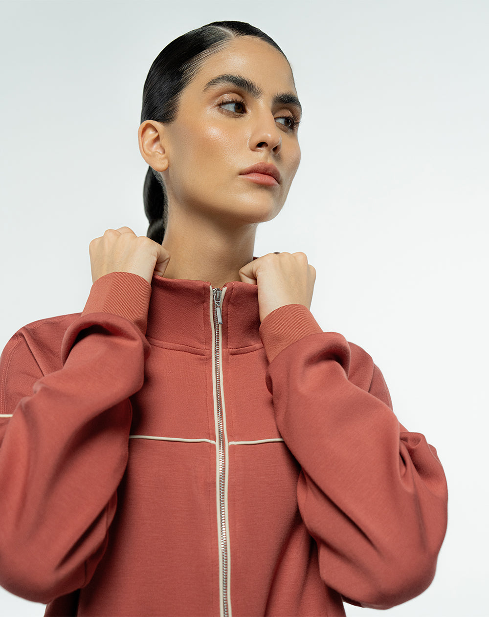 Chaqueta relaxed fit sin capucha rojo