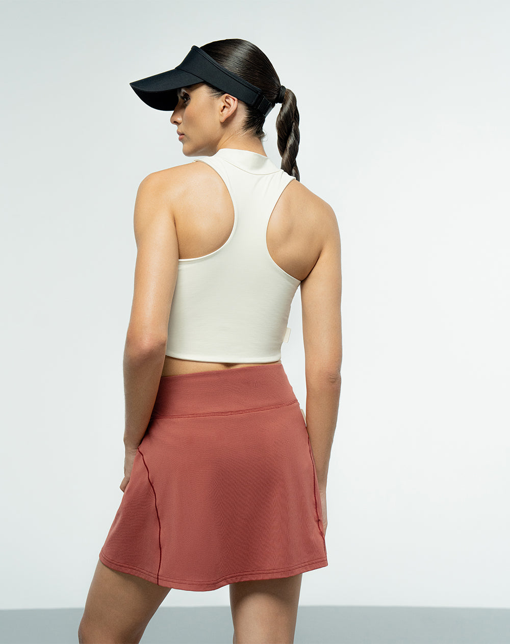 Crop top de soporte alto con tela de tacto suave avena