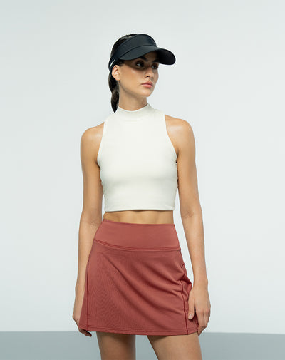 Crop top de soporte alto con tela de tacto suave avena