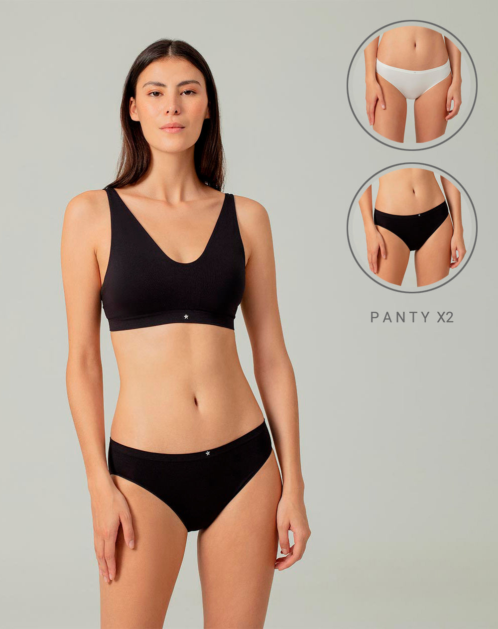 2 pantys bikini en seamless tiro medio surtido