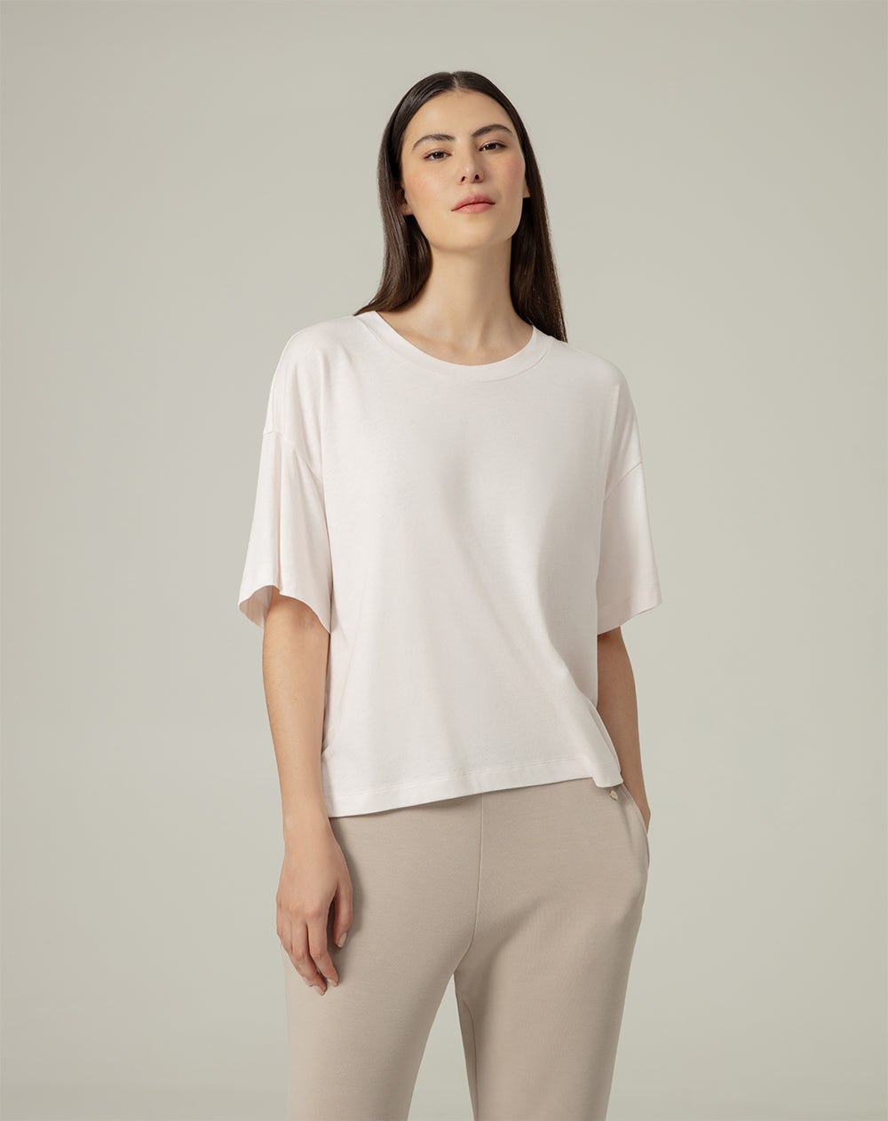 Camiseta relaxed fit manga corta rosada