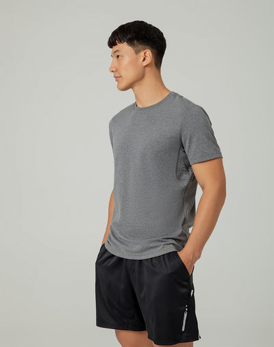 Camiseta slim fit manga corta gris jaspeada