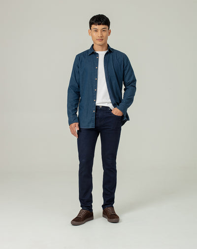 Jean regular fit tiro medio indigo oscuro