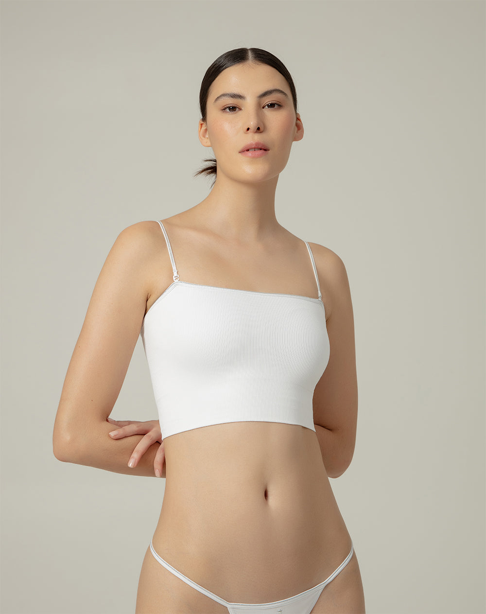 Top strapless soporte medio sin costuras blanco