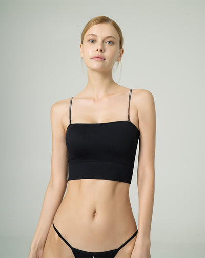 Top strapless soporte medio sin costuras negro