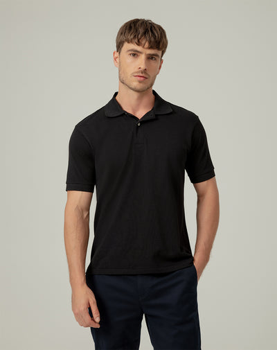 Polo regular fit tela con textura negra