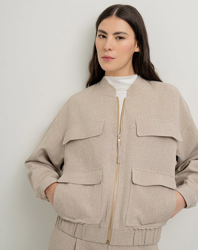 Chaqueta loose fit sin capucha camel