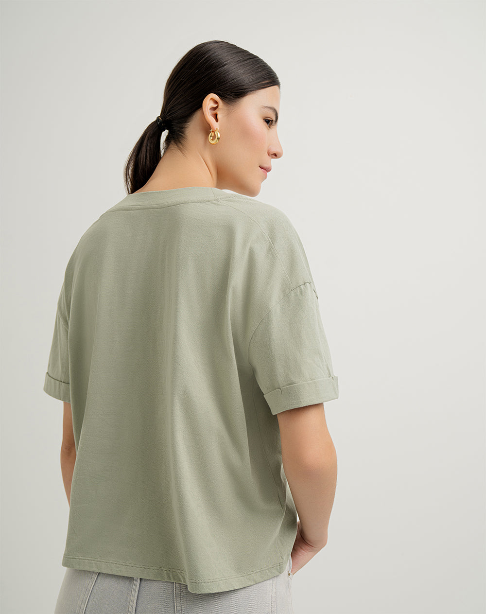 Camiseta oversized fit manga corta verde