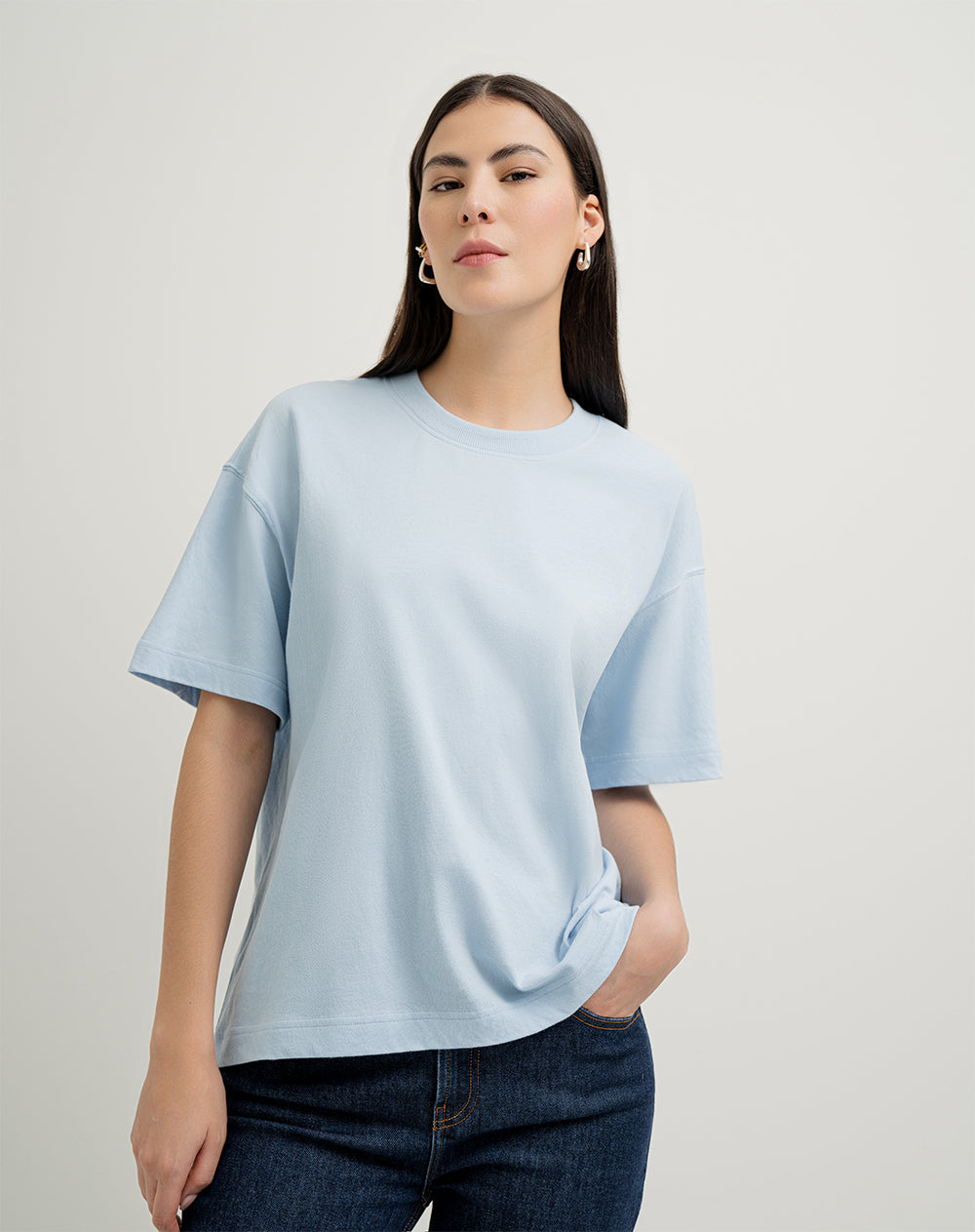 Camiseta  new triestina oversized fit manga corta azul clara