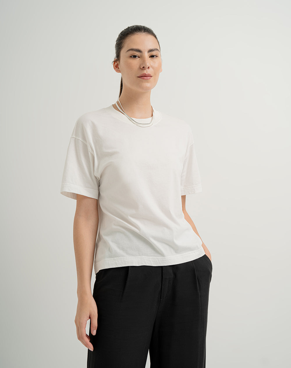 Camiseta oversized fit manga corta cruda