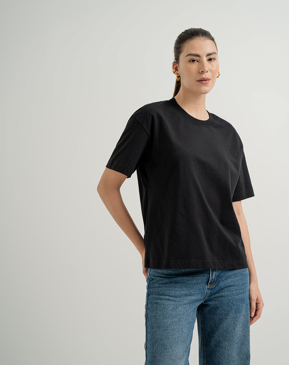 Camiseta oversized fit manga corta negra