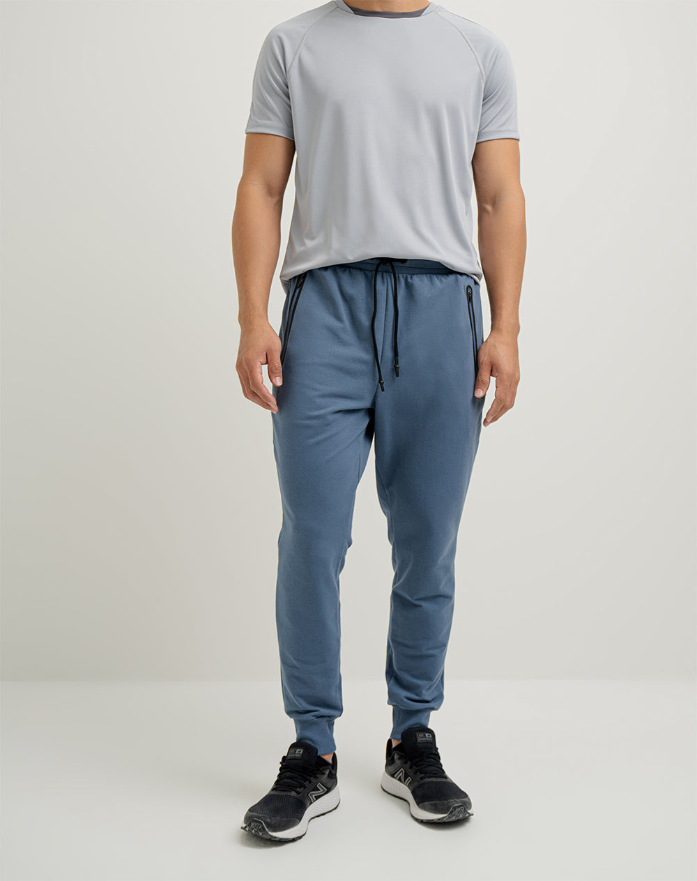 Jogger regular fit tiro medio azul