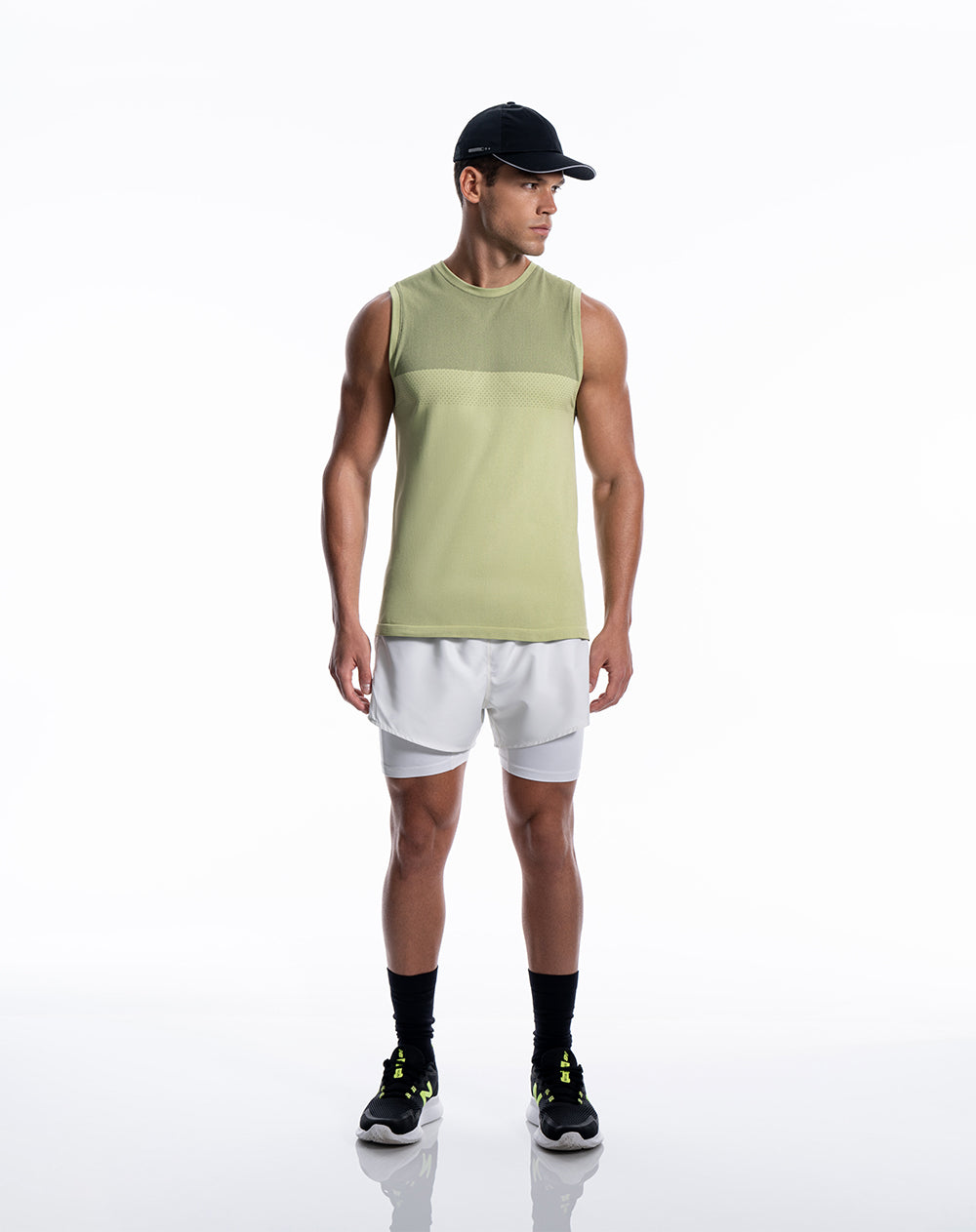 Camiseta en seamless sin mannga slim fit verde