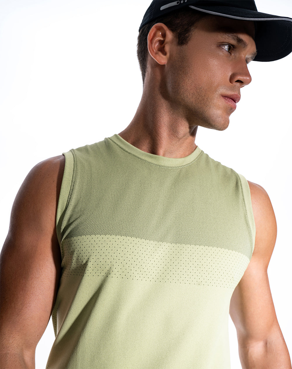 Camiseta en seamless sin mannga slim fit verde