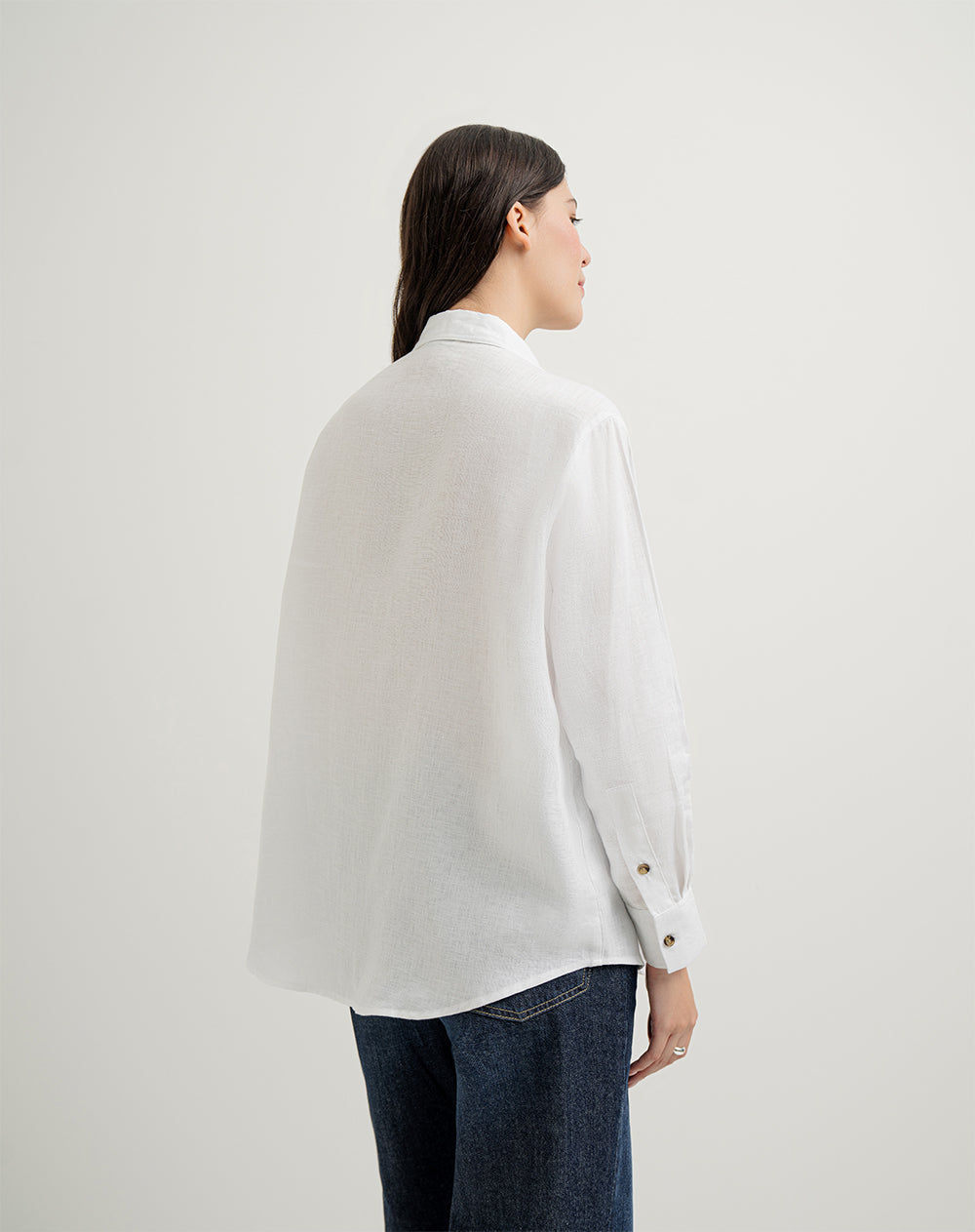 Camisa oversized fit manga larga blanca