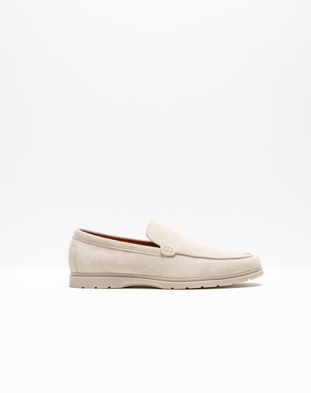 Zapatos loafer en cuero beige