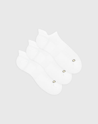 3 pares de medias running mac  tobilleras blancas