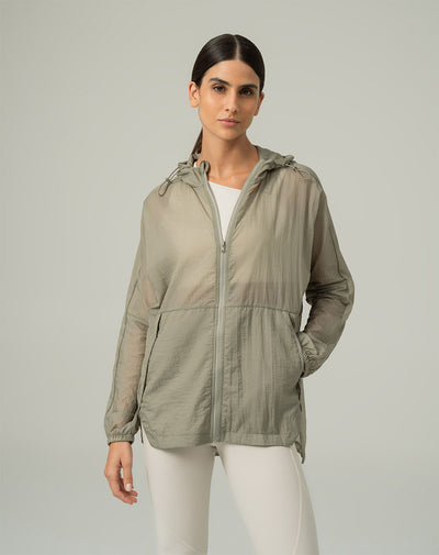 Chaqueta oversized fit con capucha verde