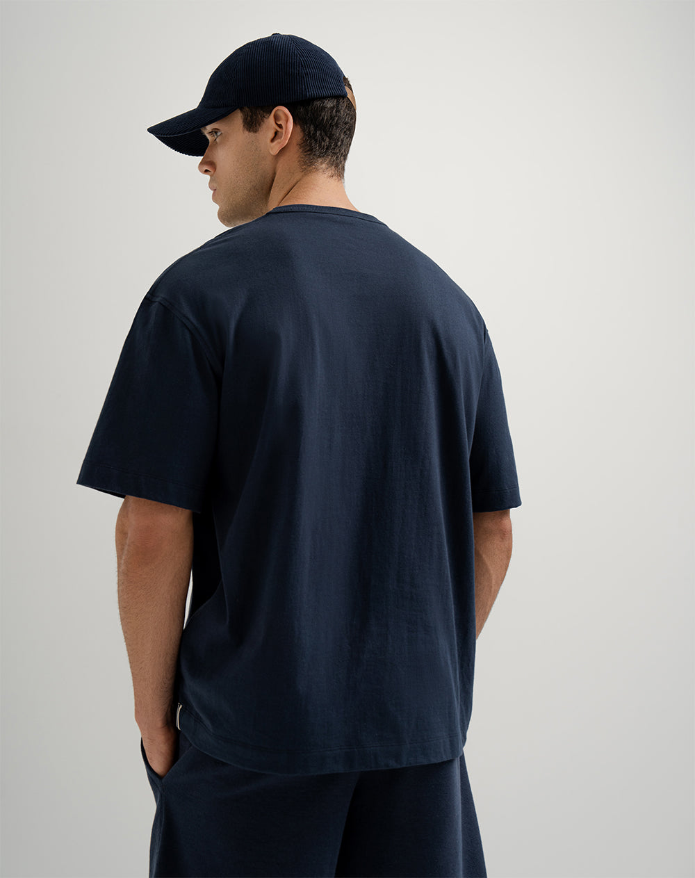 Camiseta oversized fit manga corta azul