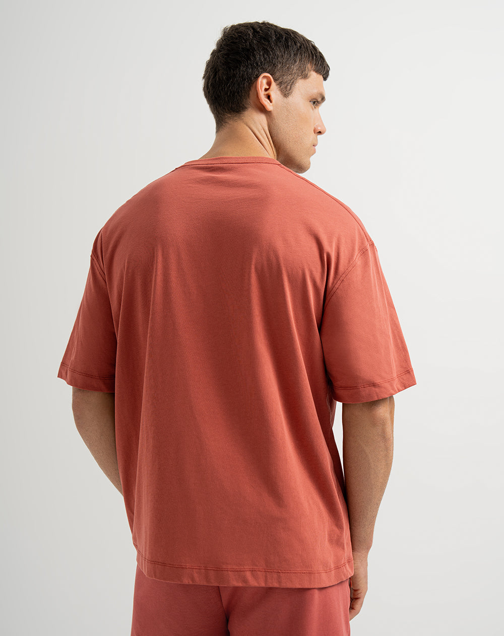 Camiseta oversized fit manga corta terracota