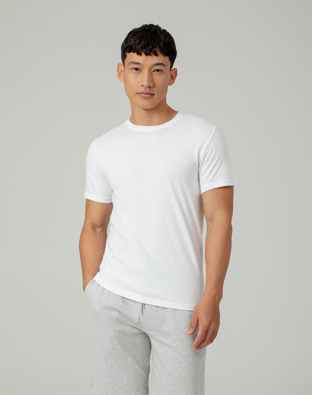 Camiseta slim fit manga corta blanca