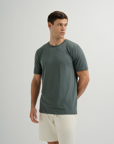 Camiseta slim fit manga corta verde