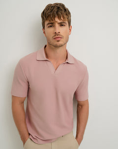 Polo regular fit tela con textura palo de rosa