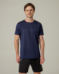 Camiseta slim fit manga corta azul