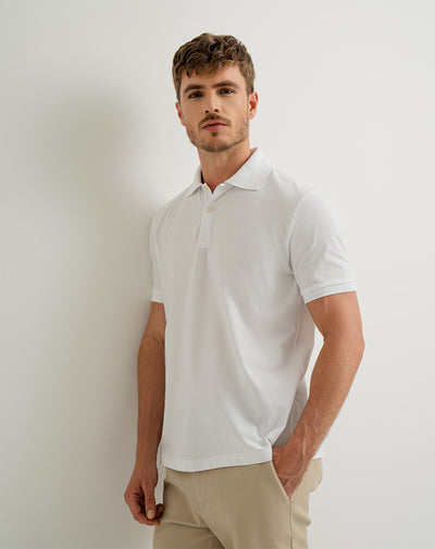 Polo regular fit tela con textura blanca