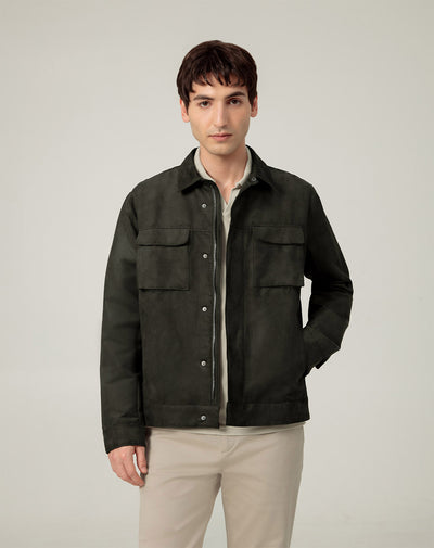 Chaqueta regular fit sin capucha verde