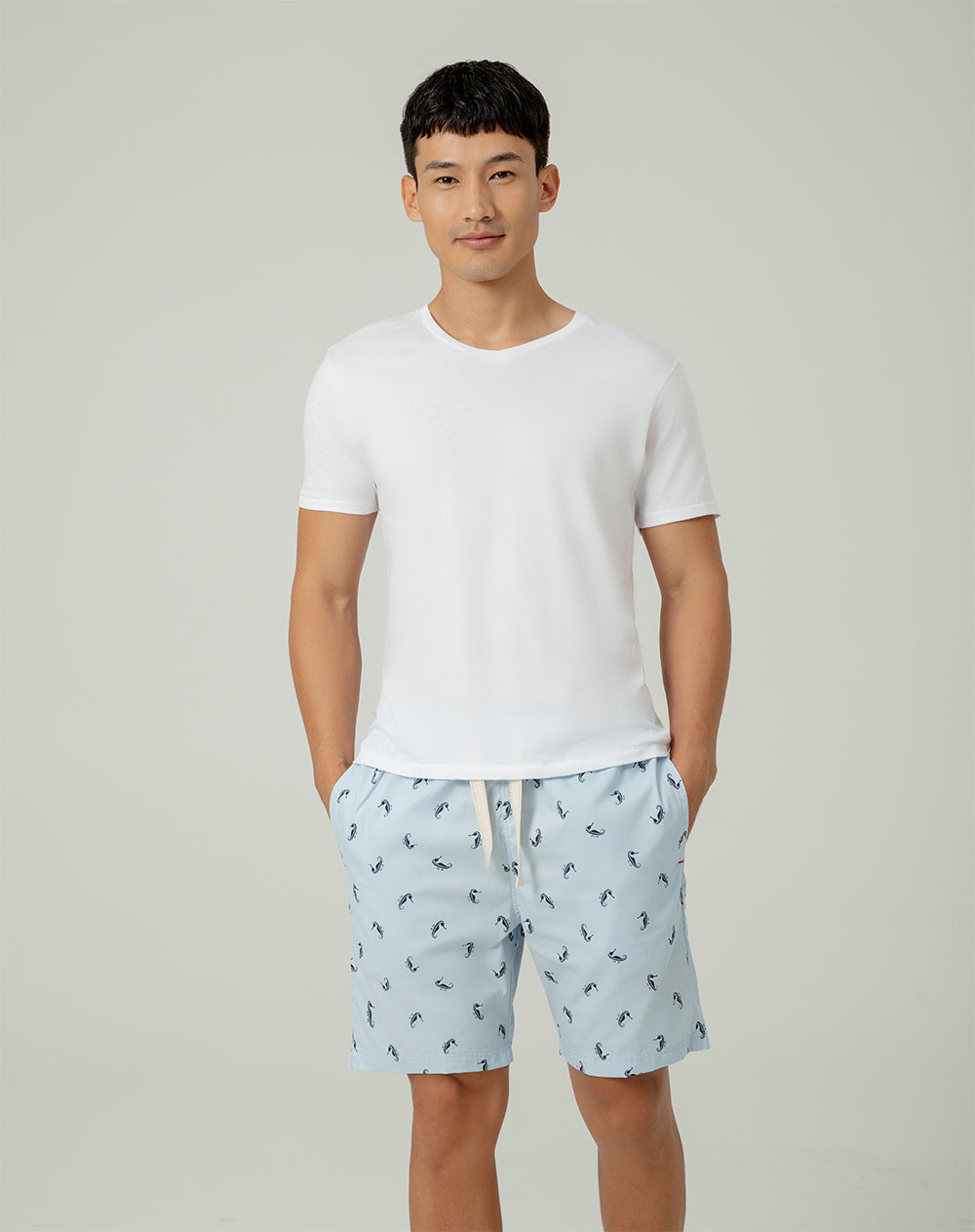 Bermuda regular fit azul estampada