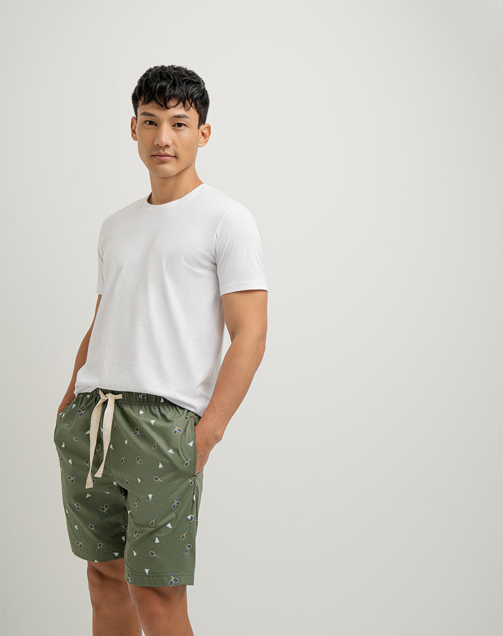 Bermuda regular fit verde estampada