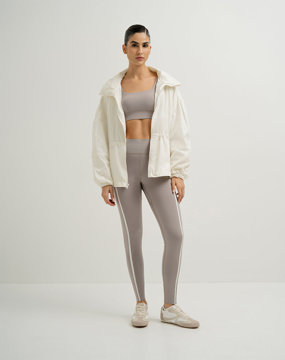 Legging tiro alto taupe